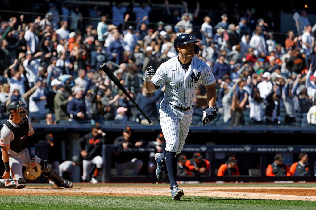 New York Yankees player Giancarlo Stanton vs. Giants