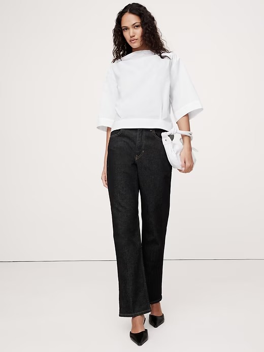Banana Republic, oversized cotton poplin boat neck top