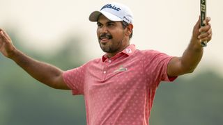 Gaganjeet Bhullar celebrates winning the BNI Indonesian Masters