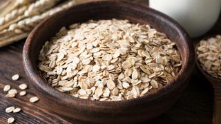 Rustic bowl of oats