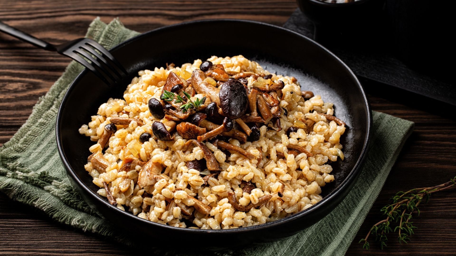 A bowl of mushroom risotto