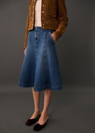 Contrast Seams Denim Skirt - Women | Mango Usa