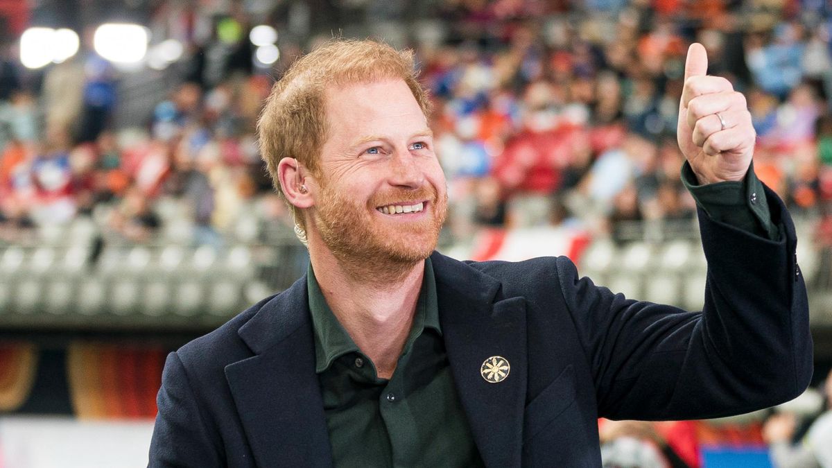 Prince Harry acknowledges fans prior to the start of a TV interview during pre-game festivities before the start of the 2024 Grey Cup at BC Place on November 17, 2024 in Vancouver, Canada. (Photo by Rich Lam/Getty Images)