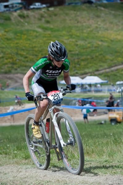 Mary McConneloug of Kenda/Seven/NoTubes, rode another solid race, and held on for fourth through much of the race.