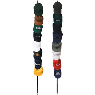 Jokari Over The Door 16-Hook Cap Rack in black with lots of hats on