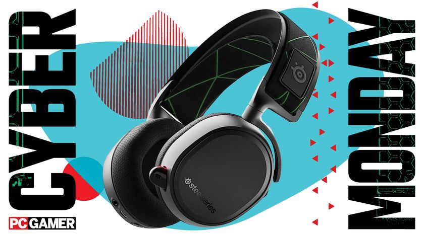 Steelseries gaming headset on a white and blue background