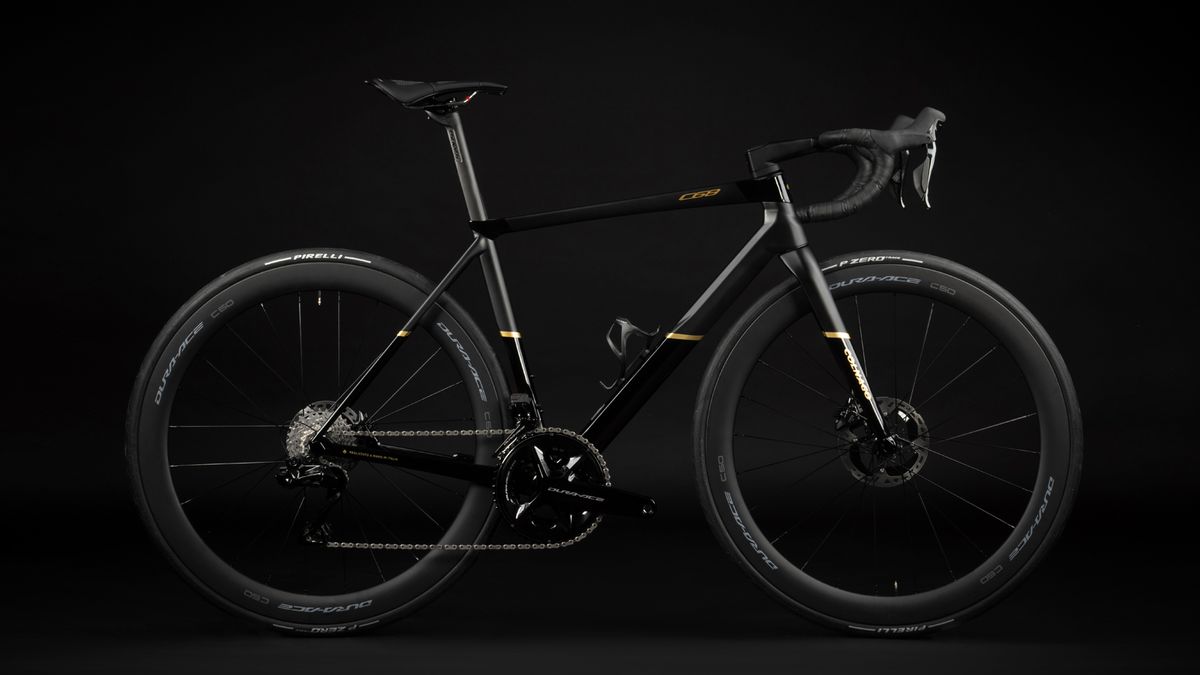 A Colnago C68 on a black background