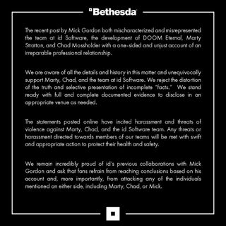 Bethesda Softworks rejects Mick Gordon allegations
