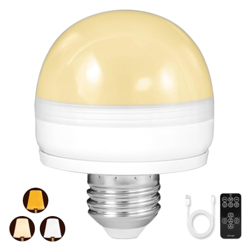 Blueye Rechargeable Light Bulbs,8w,remote Control,soft Warm 2700k-6000k,50w Equiv.,450lumens,flicker-Free,e27 Detachable Charging(e14 Available),battery Operated Emergency Lamp for Non-Hardwired,1pack