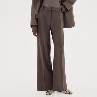 Image of brown wide leg trousers