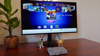 PS1 Mini plugged into Sony Inzone M10S monitor with games menu on screen