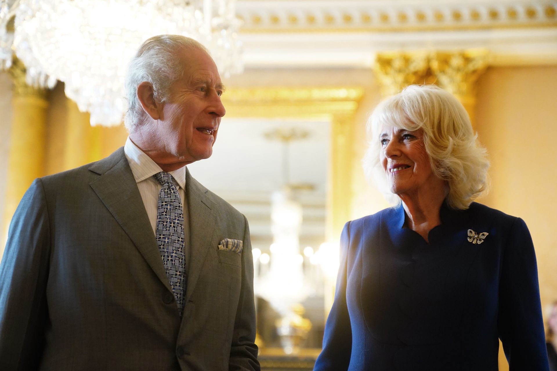 King Charles and Queen Camilla at Buckingham Palace.