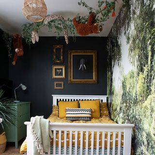 kids bedroom with bed with yellow bedding