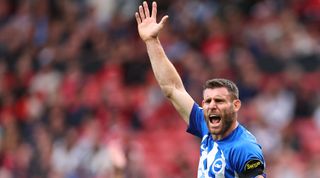 James Milner of Brighton and Hove Albion during the Premier League match between Manchester United and Brighton & Hove Albion at Old Trafford on September 16, 2023 in Manchester, United Kingdom.