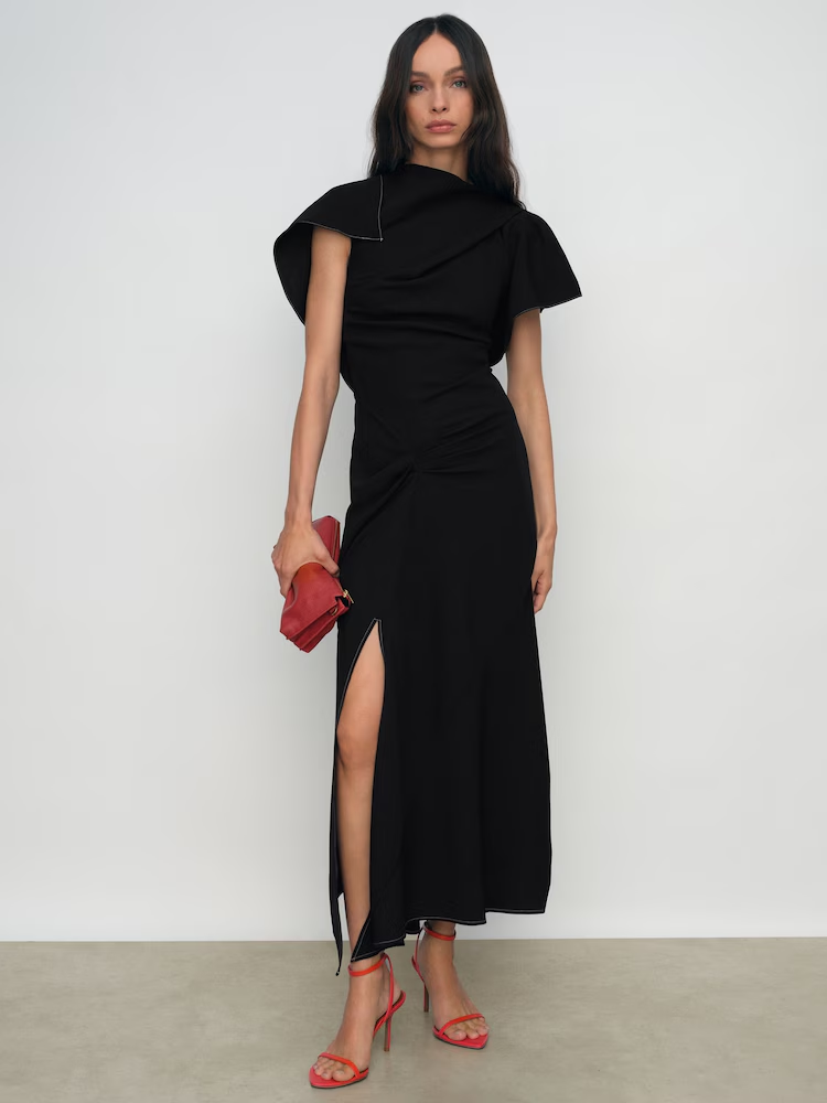 reiss, Asymmetric Draped Midi Dress