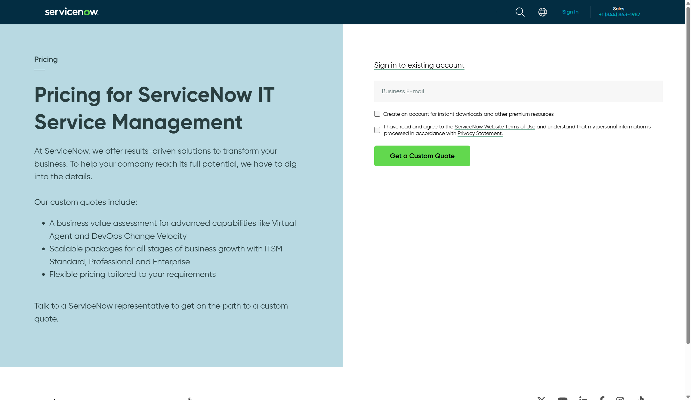 ServiceNow pricing