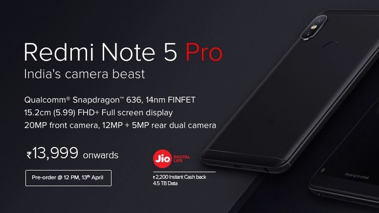 Redmi Note 5 Pro will be available for pre-orders on 13 April