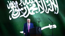 President Donald Trump speaks in Saudi Arabia