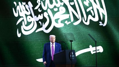President Donald Trump speaks in Saudi Arabia