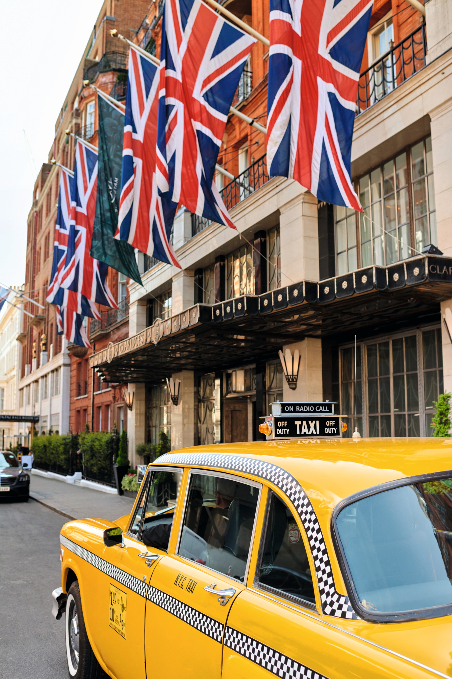 An american taxi outside of Claridge&#039;s