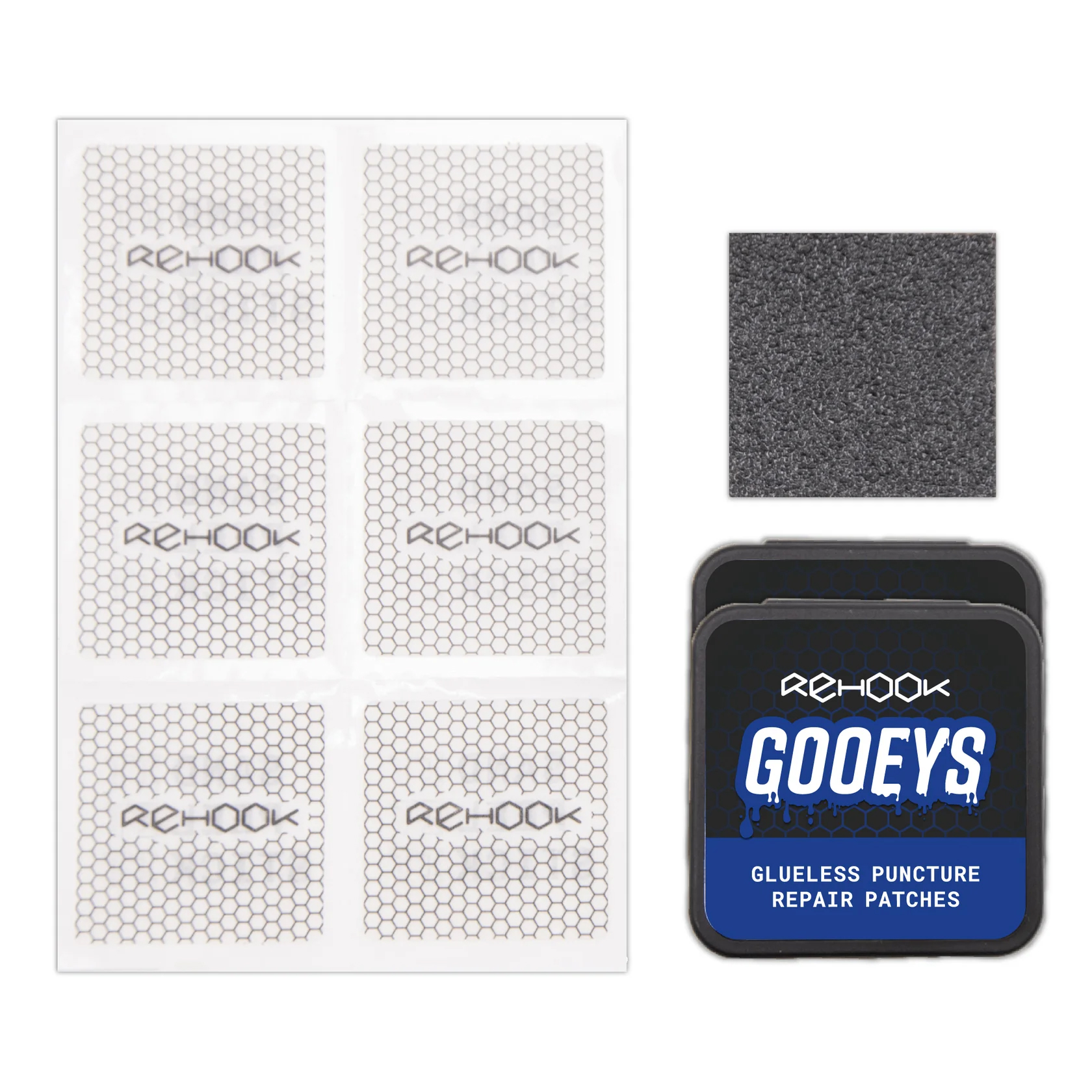 Rehook Gooeys glueless puncture repair kit