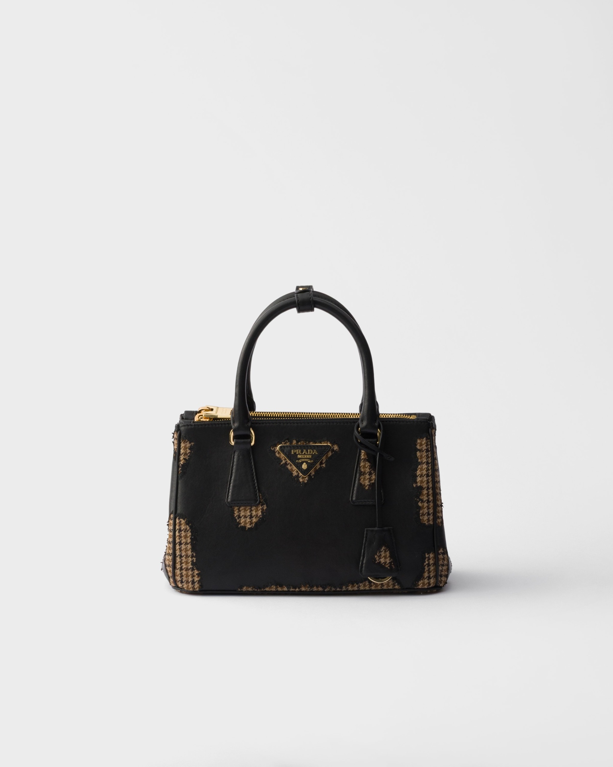 Prada Galleria Small Nappa Leather and Wool Bag - Black
