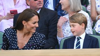 Catherine, Princess of Wales and Prince George attend the Men's Singles Final at All England Lawn Tennis and Croquet Club on July 10, 2022