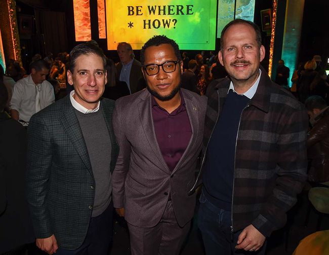 At the red carpet premiere of FX&rsquo;s Kindred at Avalon Hollywood (from l.): Eric Schrier, president of Disney Television Studios &amp; Business Operations, Disney General Entertainment; Brandon Jacobs-Jenkins, executive producer/writer; and Nick Grad, co-president, FX Entertainment.