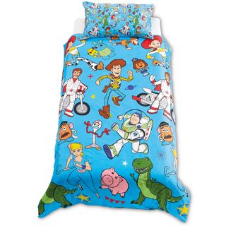 kids blue bedding with cartoons design