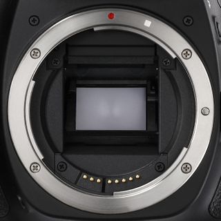 The EF-S lens mount features a white EF-S mounting mark and a red EF mounting dot, as bodies with this mount accept both type of lenses