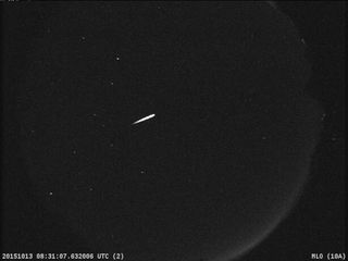 An Orionid meteor seen by NASA's All-Sky Fireball Network in 2015.