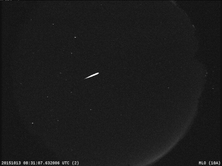 An Orionid meteor seen by NASA&#039;s All-Sky Fireball Network in 2015.