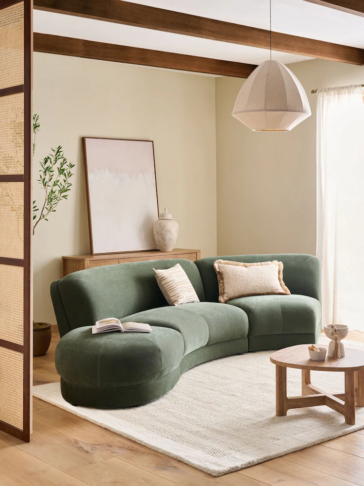 Next, Soft Twill Forest Green Addison Modular Sofa Double Centre Piece