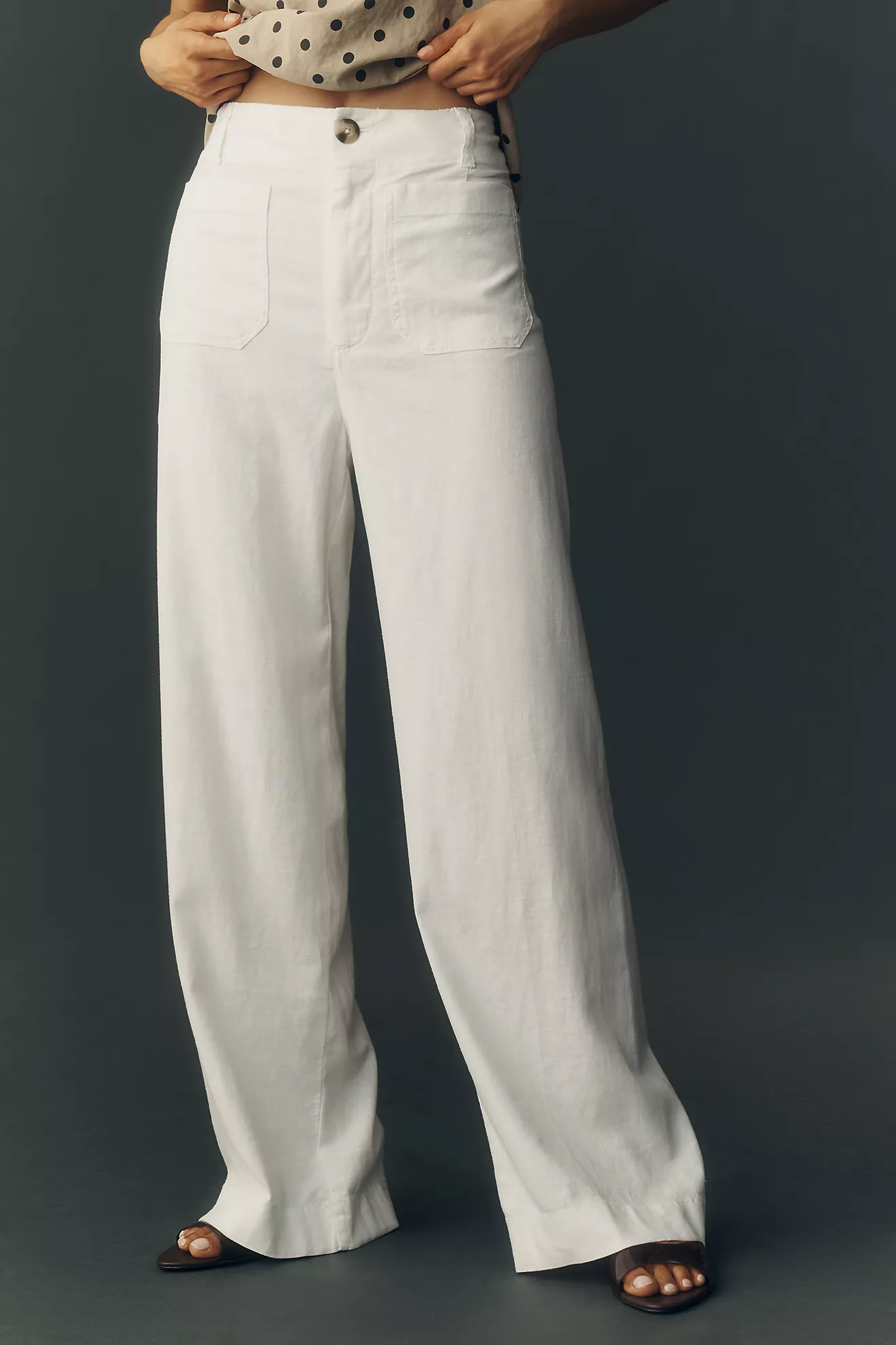 Maeve Colette Linen Stretch High-Rise Wide-Leg Pants