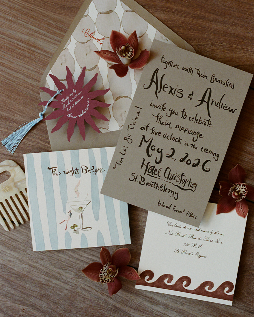 The wedding invitations.