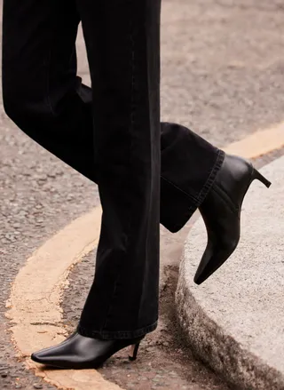 Mint Velvet, Black Leather Ankle Boots