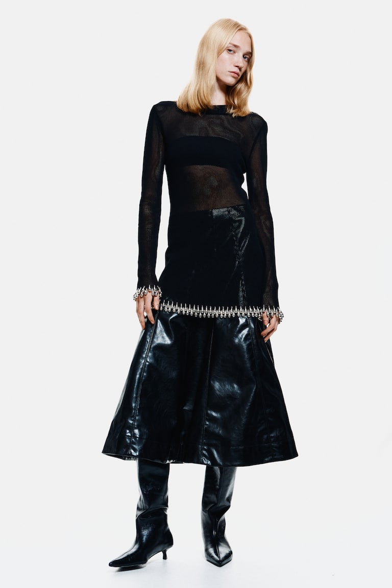 Bead-Trimmed Net Top