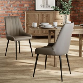 Best dining chair contemporary style faux leather grey at table