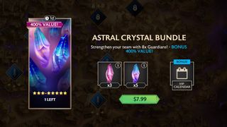 A pop up offer to purchase crystal packs at a special promo price.
