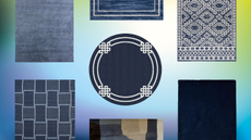 Kathy Kuo Home, Pottery Barn, Wayfair & Urban Outfitters navy blue rugs