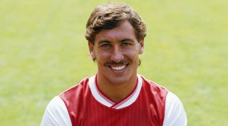 LONDON, UNITED KINGDOM - AUGUST 01: Arsenal defender Kenny Sansom pictured ahead of the 1984/85 season at Highbury Stadium in London, England. (Photo by Allsport/Getty Images)