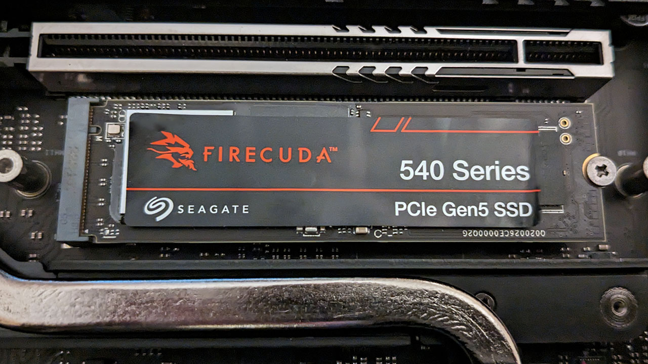 Seagate FireCuda 540 SSD installed on a motherboard