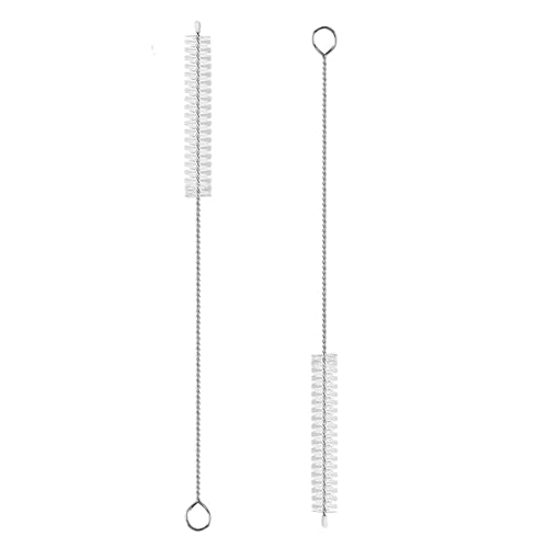 2 Pack Straw Cleaner Brush, Reusable Metal Handles Straw Cleaner Brush Extra Long for Stanley Mug 40, 30, 20 Oz, 10mm Wide for Sippy Cup, Water Bottle and Tubes (clear+clear)