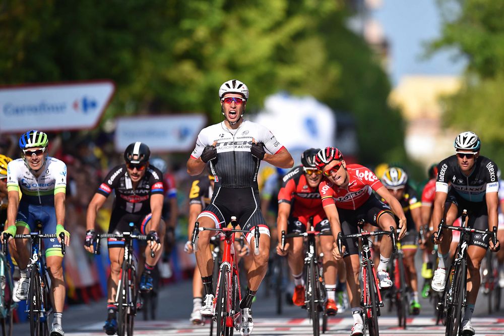 Danny van Poppel (Trek Factory Racing) wins stage 12 of the 2015 Vuelta a Espana.