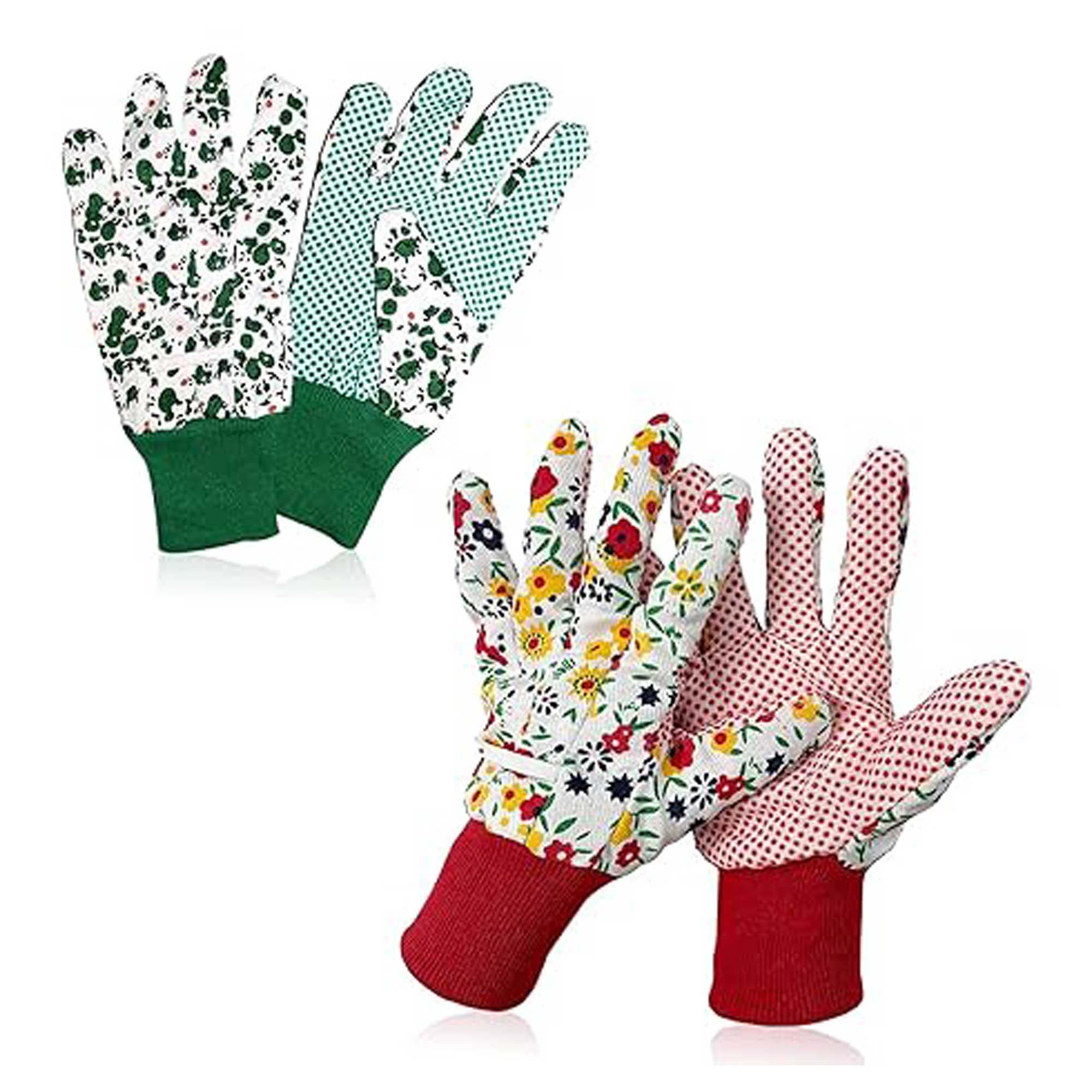 patterned gardening gloves