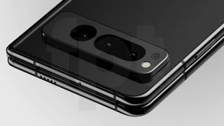 Image of a leaked render of the Google Pixel Fold back cameras