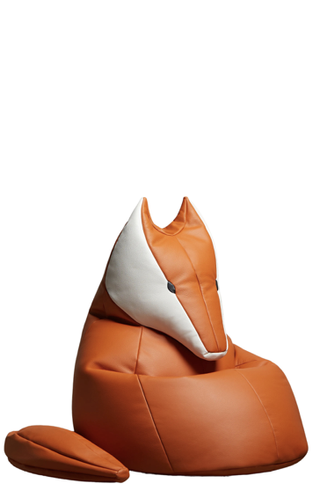 Medium Fox Pouf in Papaya/white/black