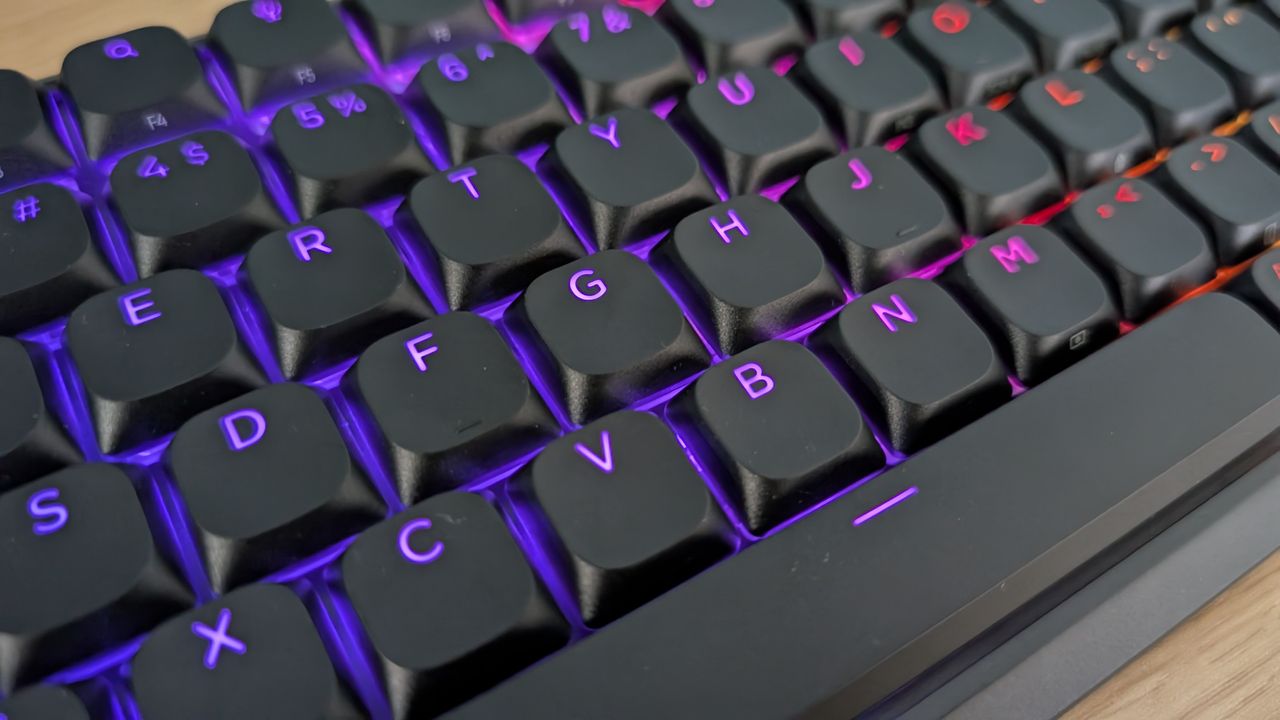 Corsair Vanguard Air 99 Wireless keys close up showing RGB lighting