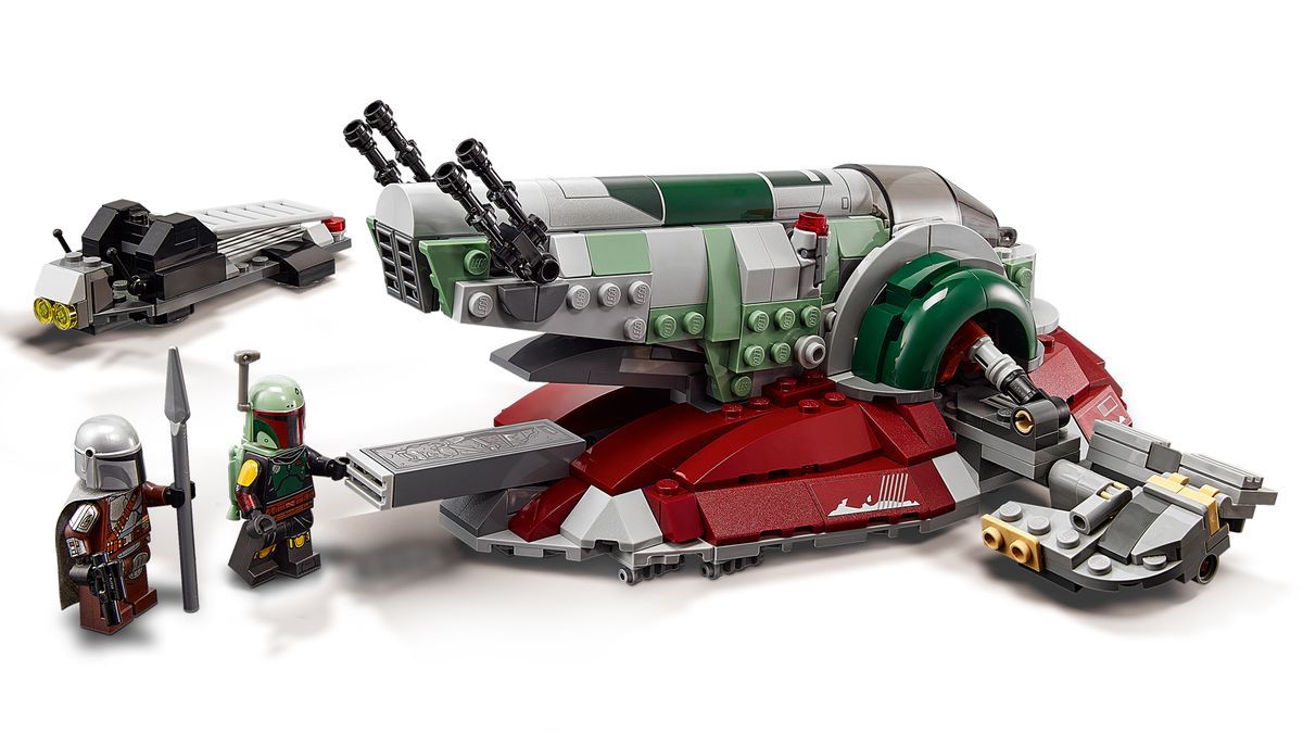 Lego's Boba Fett's Starship is $49.99 USD and includes 593 pieces and two minifigures: Boba Fett and The Mandalorian.