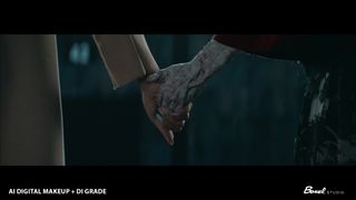 AI filmmaking; two people hold hands and now one has aged